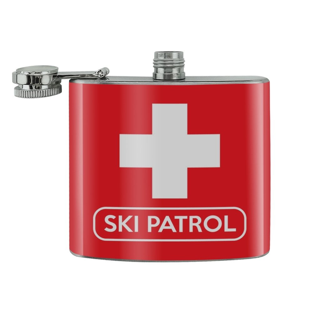 Ski Patrol With Cross Stainless Steel 5Oz Hip Drink Kidney Flask