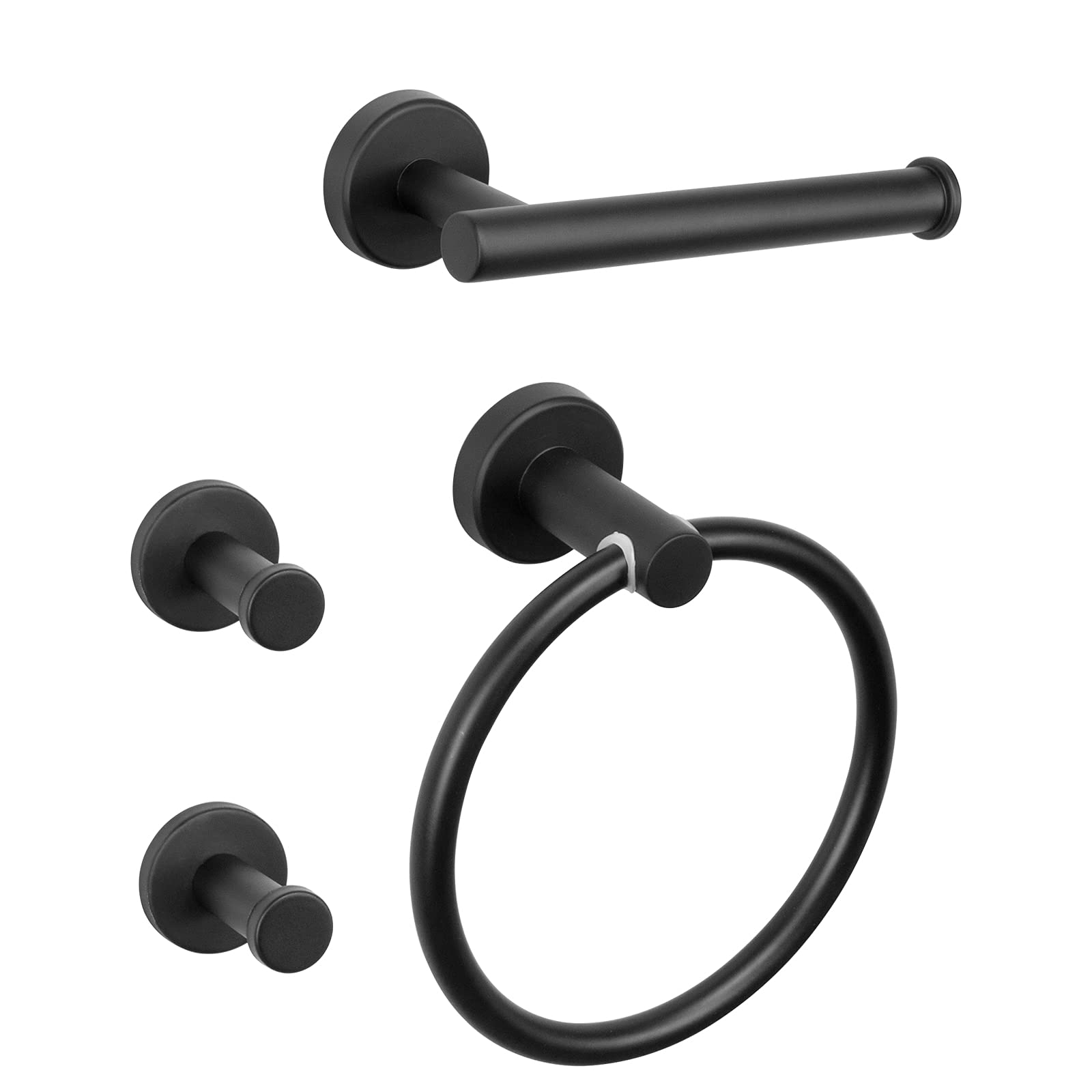 Nearmoon 4 Pieces Bathroom Hardware Set, Include Hand Towel Ring, Toilet Paper Holder And 2 Robe Towel Hooks, Stainless Steel Ba