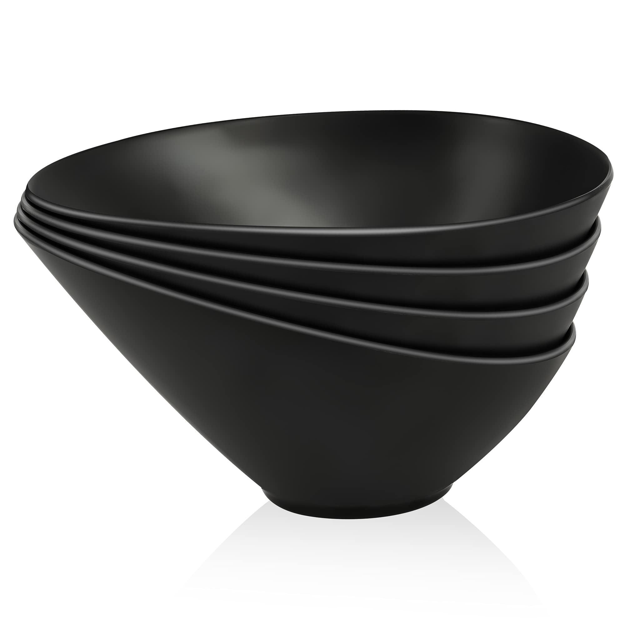 Lovyanxue Bamboo Fiber Salad Bowls, Compostable Elegant Black Serving Angled Bowls For Salad, Pasta, Soup, Prep, Ideal For Home