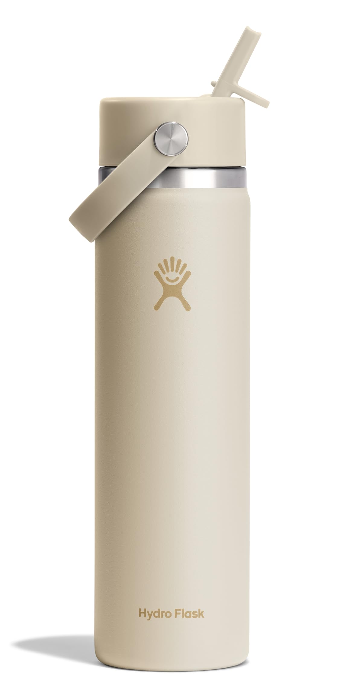 Hydro Flask Water Bottle - Insulated Stainless Steel - Wide Mouth Flex Straw Lid, Non Spill, Leakproof and Refillable in 24 Oz C