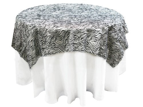 Balsacircle 90X90-Inch Black And White Mini Zebra Print Table Overlays - Wedding Reception Party Catering Table Linens Decoratio