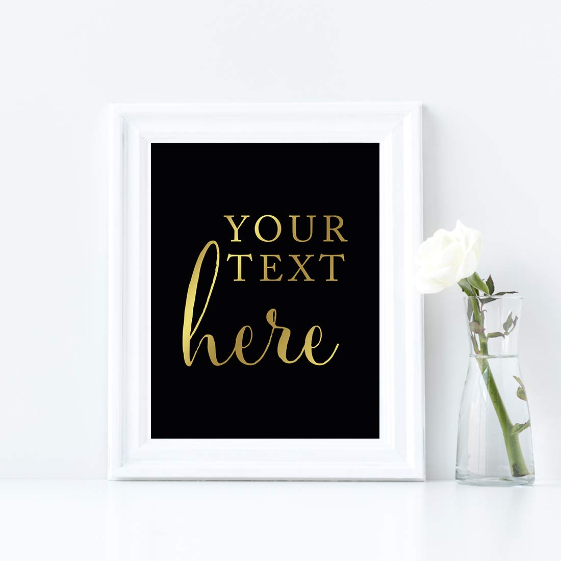 Andaz Press Fully Personalized Wedding Party Signs, Black And Metallic Gold Ink, 8.5X11-Inch Wall Art, Poster, Gift, Your Text H