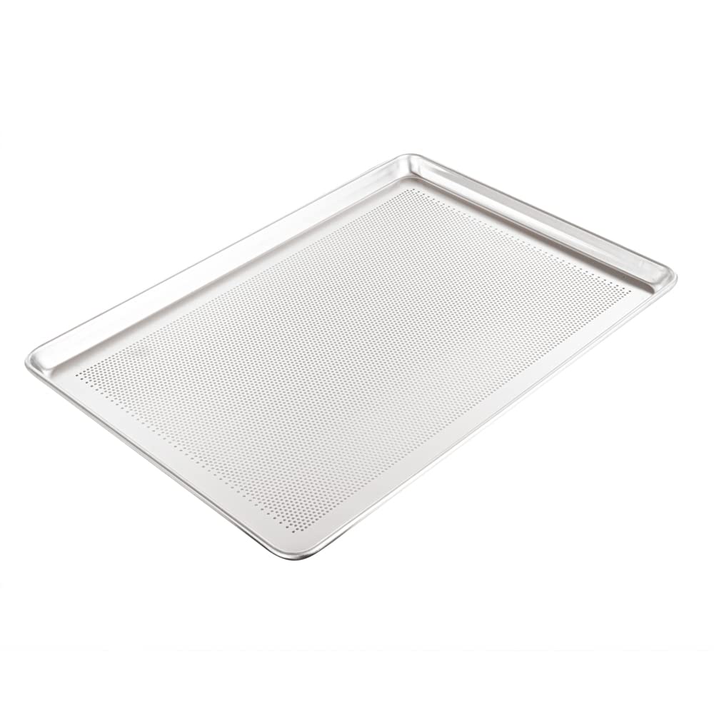 Restaurantware Full Size Perforated Baking Sheet Pack of 1 Heavy Duty 26 x 18 x 1 Inch Aluminum Oven Tray, Commercial Bakery Pan