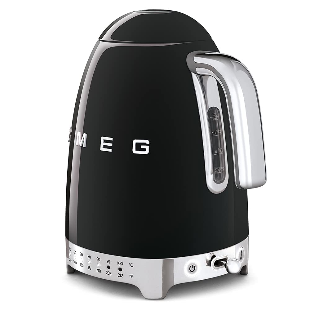Smeg Black Stainless Steel 50'S Retro Variable Temperature Kettle