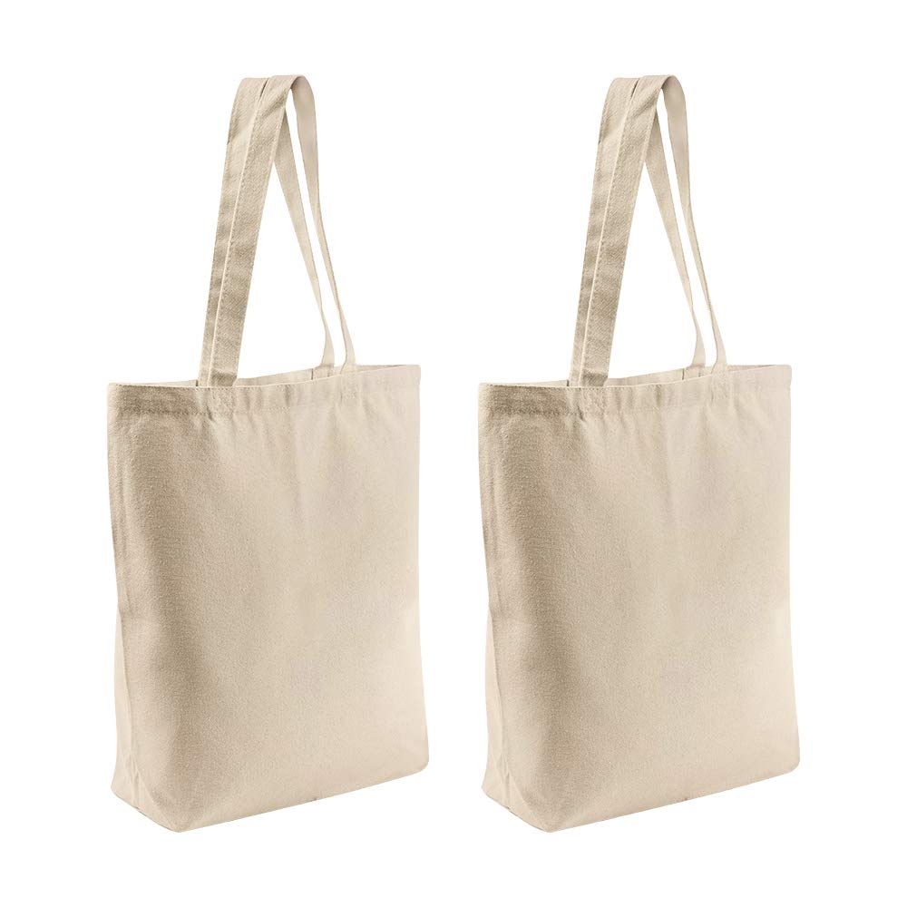 2 Pcs Tote Bags Multi-Purpose Reusable Blank Canvas Bags Use For Grocery Shopping Bags,Diy Gift Bags