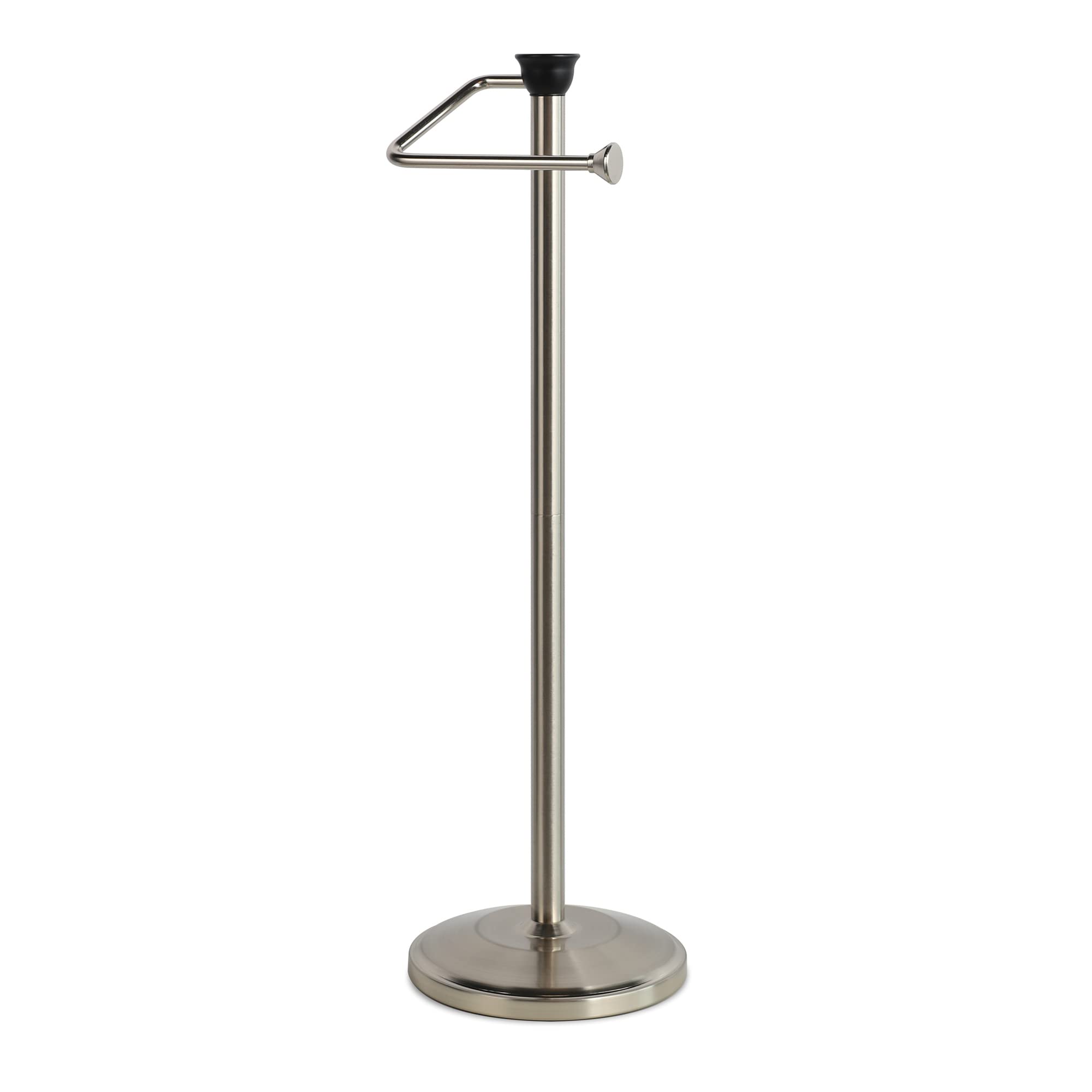 Zccz Toilet Paper Holder With Storage - Free Standing Tissue Dispenser - Nickel Finish - Holds Up To 5 Mega Rolls - No Tools Req