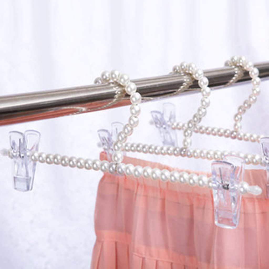 Buueerr 5 Pack Pearl Beads Metal Elegant Rosette Clothes Hangers For Kids Children Pet Dog (Style B White)
