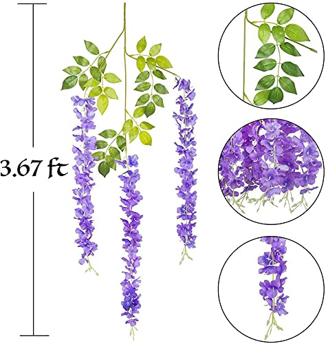 Mundeya Artificial Hanging Wisteria Flower Vine, Light Purple - Pack Of 6