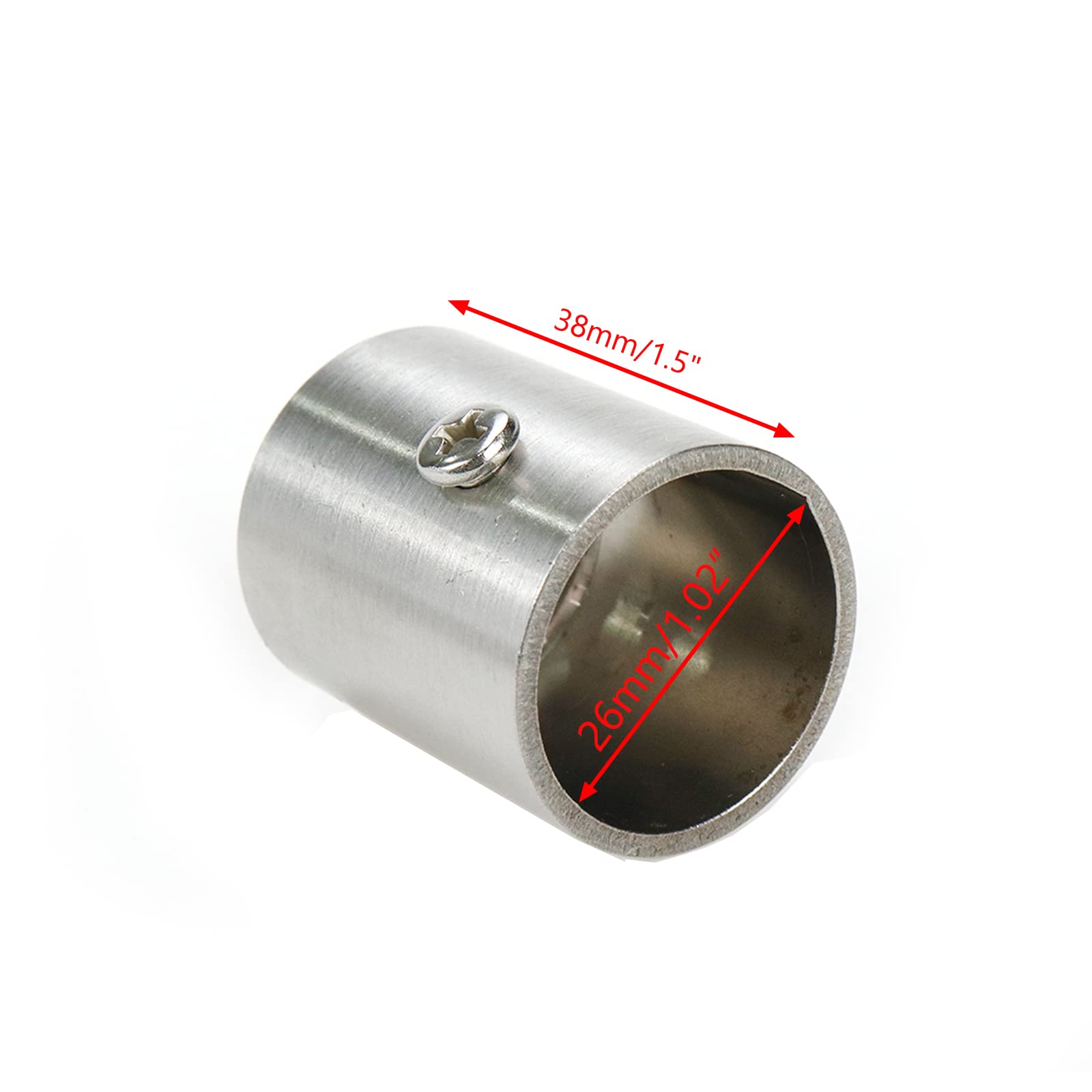 Rannb 4Pcs Closet Rod Bracket Fits 25Mm/1'' Rod Dia Stainless Steel Cylinder Shape Rod End Holders