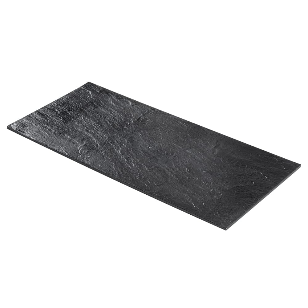 Restaurantware 16 X 7 Inch Serving Plates 25 Rectangle Charcuterie Boards - Premium Mimics The Look Of Slate Black Plastic Servi