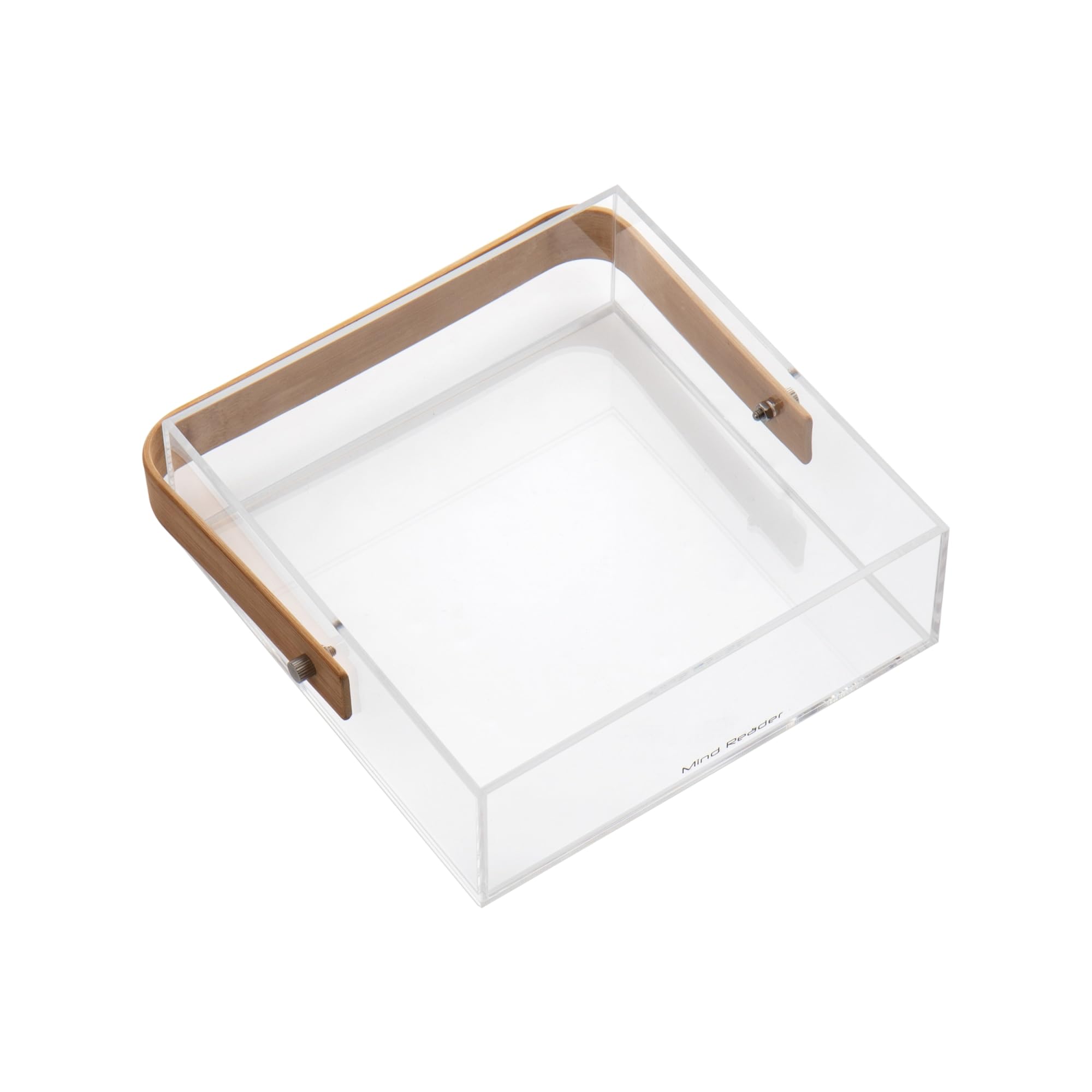 Mind Reader Napkin Holder, Kichen Storage, Countertop Organizer, Caddy, Kitchen, Acrylic, 7.25''L X 7.25''W X 5.5''H, Brown