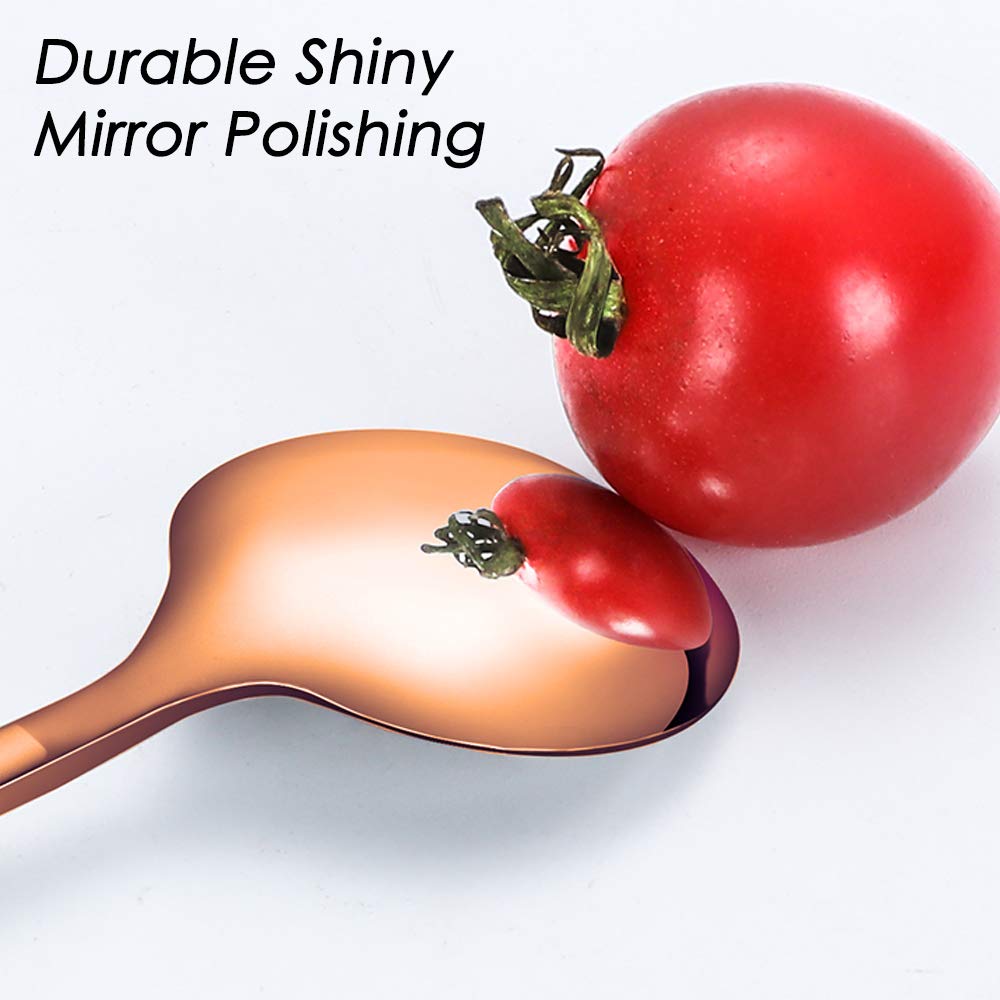 Pack Of 8, Rose Gold Plated Stainless Steel Espresso Spoons, Findtop Mini Teaspoons Set For Coffee Sugar Dessert Cake Ice Cream