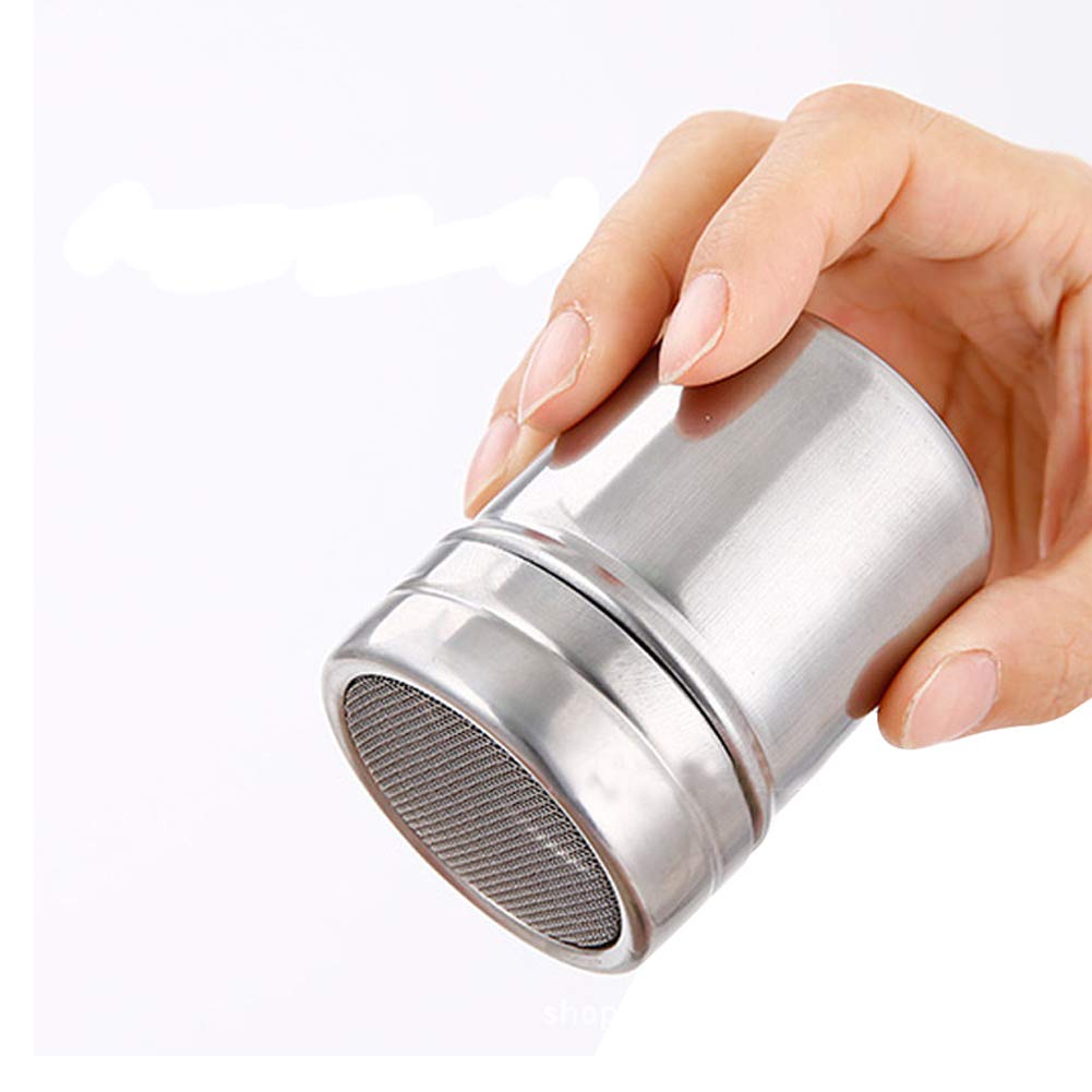 Set Of 3Pcs Powder Sugar Shaker With Lid,Stainless Steel Fine Mesh Shaker, For Sifter Cocoa,Cinnamon Powder,Icing Sugar,Chocolat