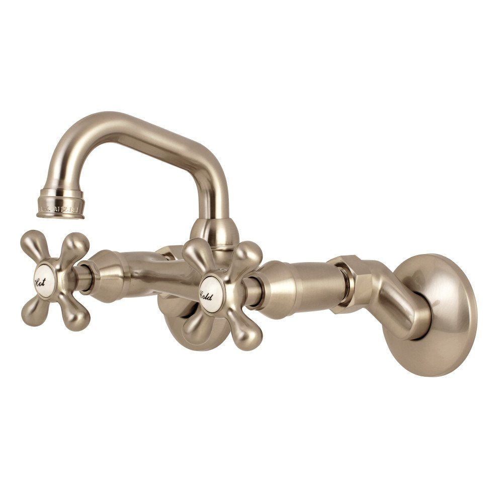 Kingston Brass KS212SN Two-Handle Wall Mount Bar Faucet  Brushed Nickel