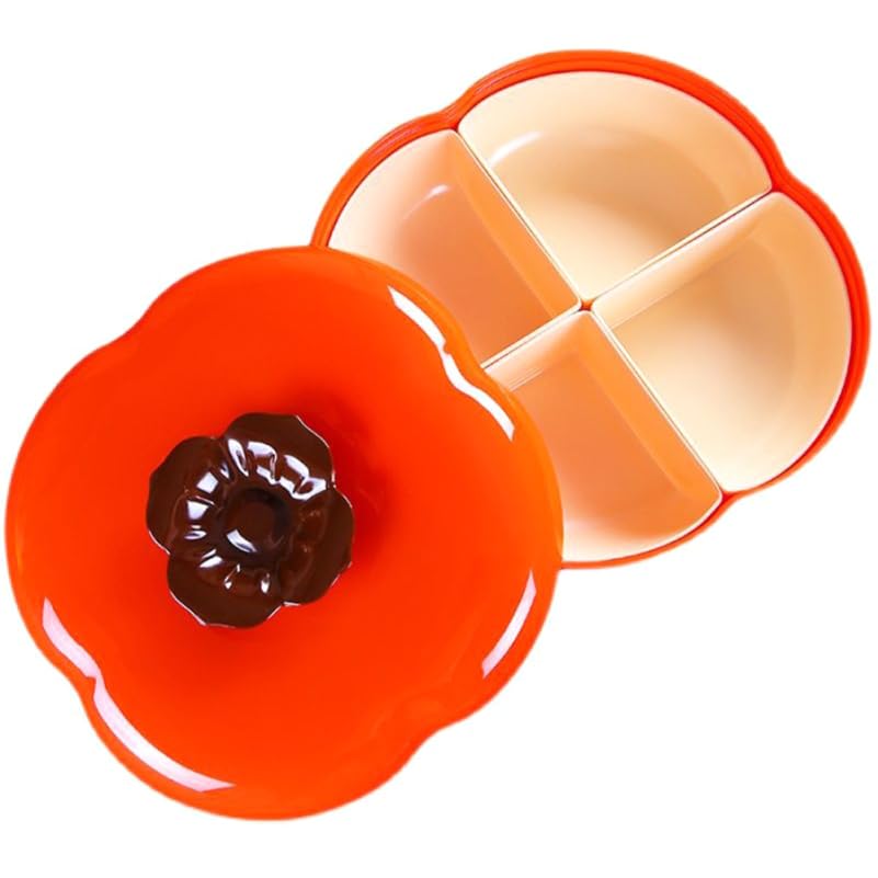 Hemoton 6 Compartment Snack Storage Box 9.44 Inch Divided Serving Tray with Lid Portable Party Snack Tray for Nuts Dried Fruit a