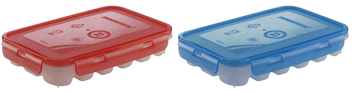 Signoraware Icy Trey Plastic Lock N Lock 18 Cubes, Set Of 2, Multicolour