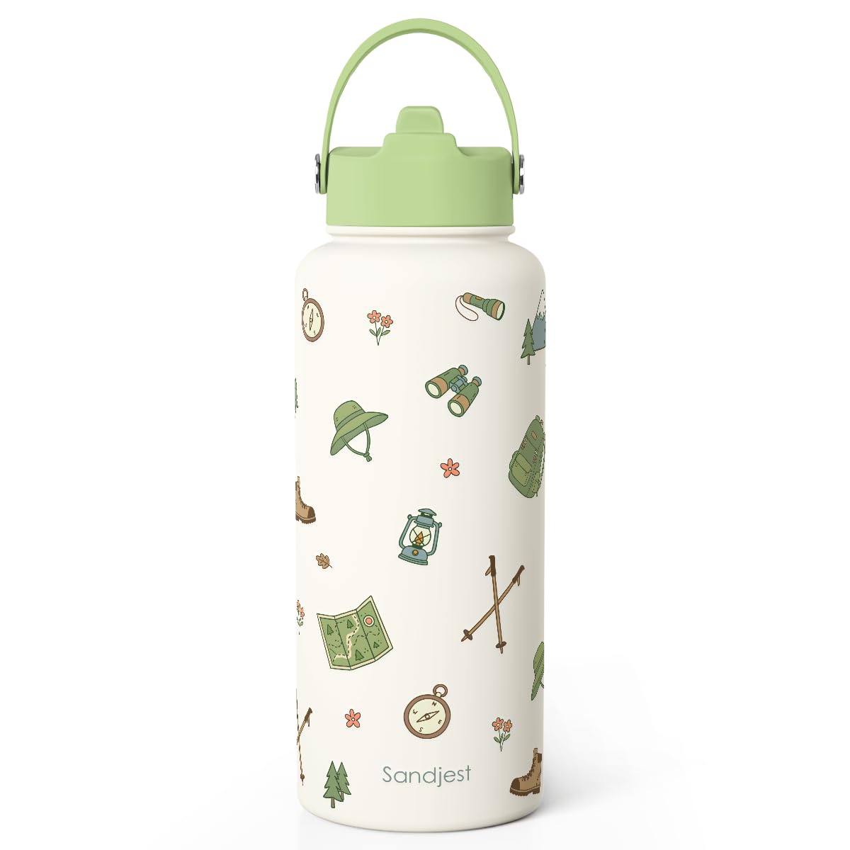 SANDJEST Hiking Lover Gift for Women, Water Bottle Stainless Steel 32oz with Lid & Straw, Insulated Bottles Gifts for Hikers Gir