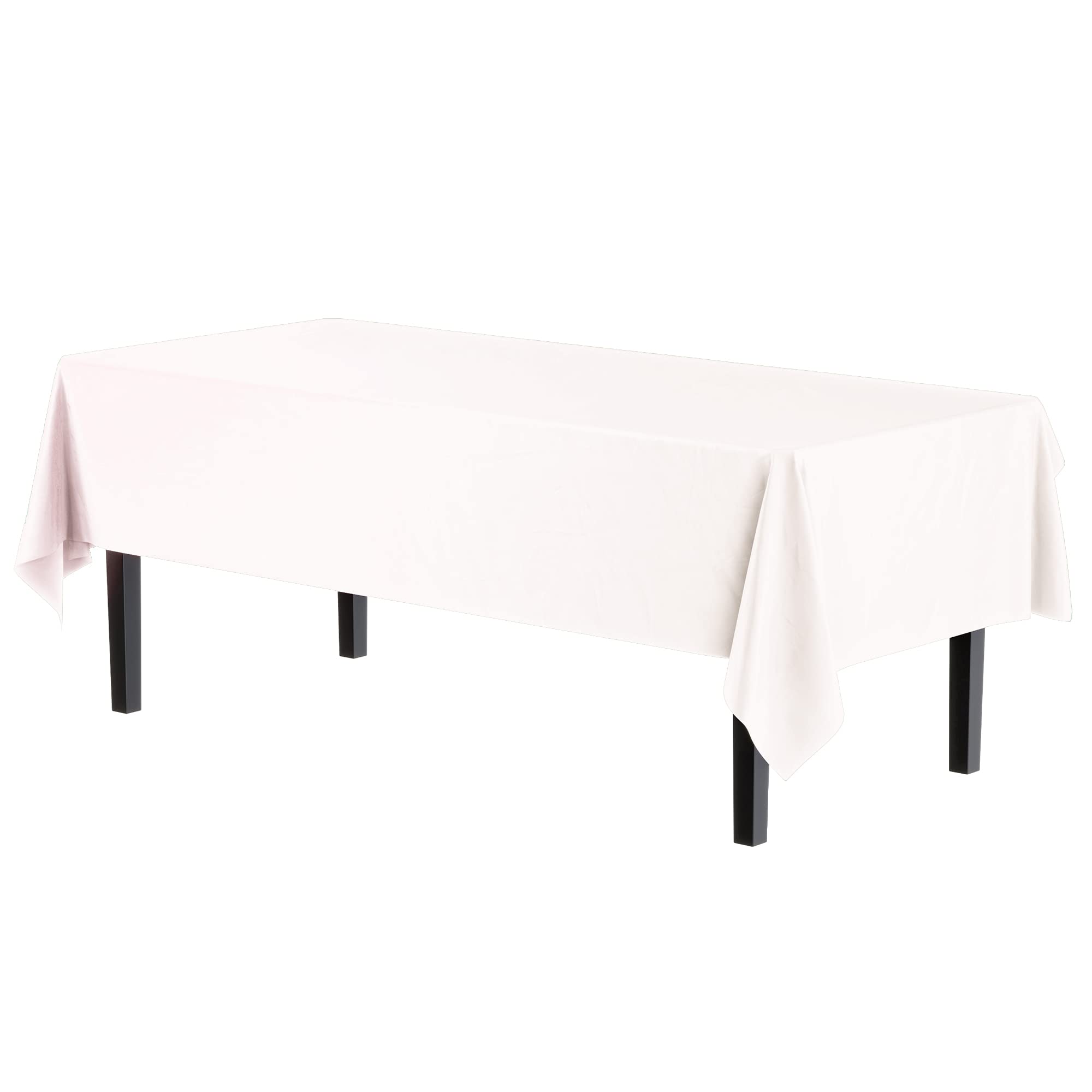 Exquisite 12-Pack Premium Plastic Tablecloth 54 Inch. X 108 Inch. Rectangle Table Cover-White