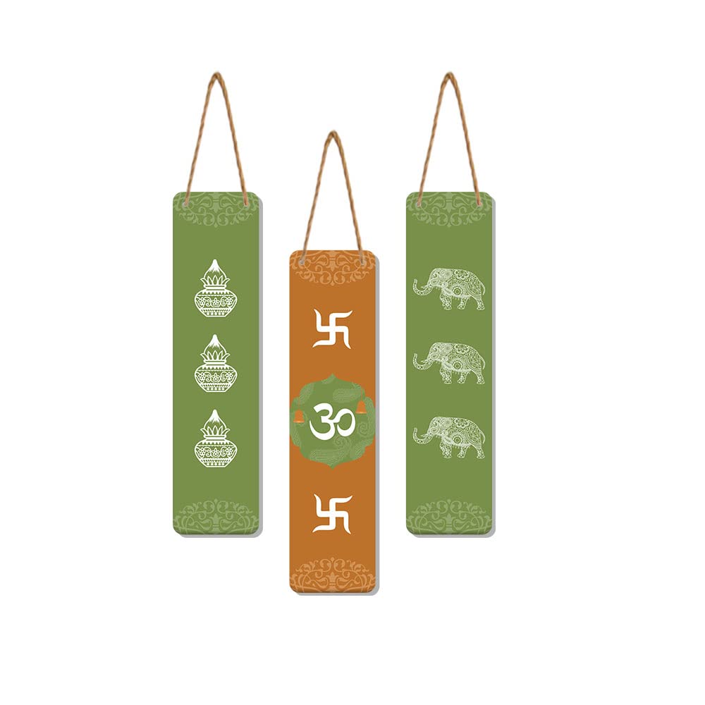 Artvibes Auspicious Symbols Designer Wooden Wall Hanging Decoration Items for Home | Gifts | Bedroom | Wooden Wall Hanger | Mdf 