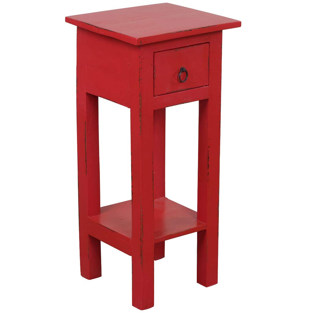 Sunset Trading Shabby Chic Cottage Table, Small One Drawer, Antique Red-New Condition