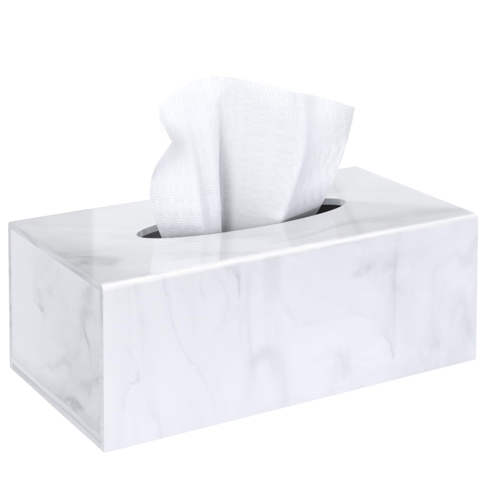 SILUT Acrylic Tissue Box Cover Rectangle, Marble Tissue Box Holder, Decorative Tissue Holder Napkin Dispenser for Bathroom, Kitc