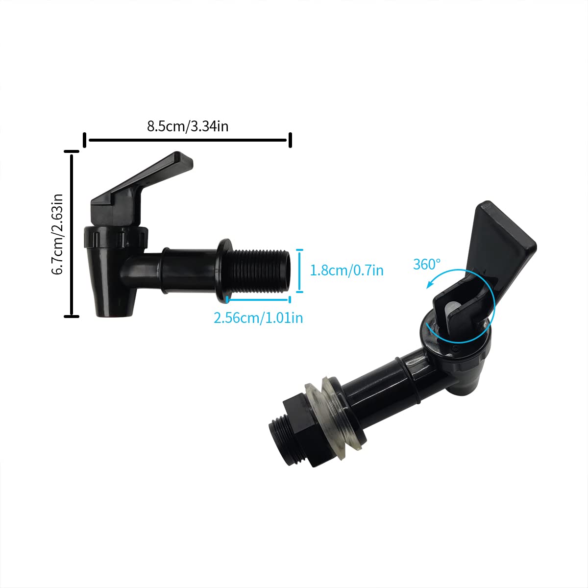 2 Pcs Replacement Cooler Faucet  Reusable Spigot Spout Water Beverage Lever Pour Dispenser Valve Water Crock Water Tap  BPA Free Plastic Water Spigot (Black)