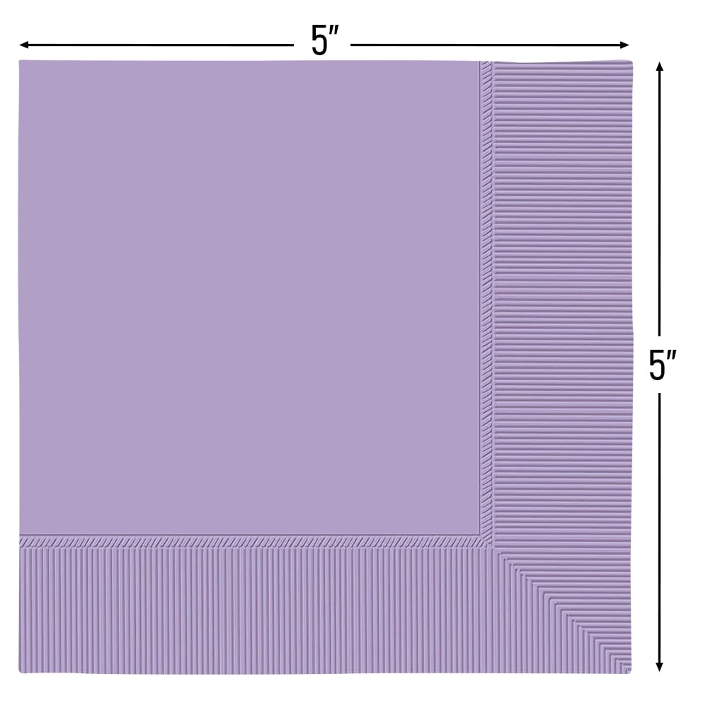 Festive Lavender 2-Ply Beverage Napkins - 5 X 5 , Count 40 (Pack Of 1) - Durable, Absorbent & Vibrant - Perfect For Parties,