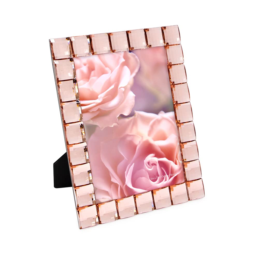 Isaac Jacobs Decorative Sparkling Jewel Picture Frame, Photo Display & Home D  cor (5x7, Blush)