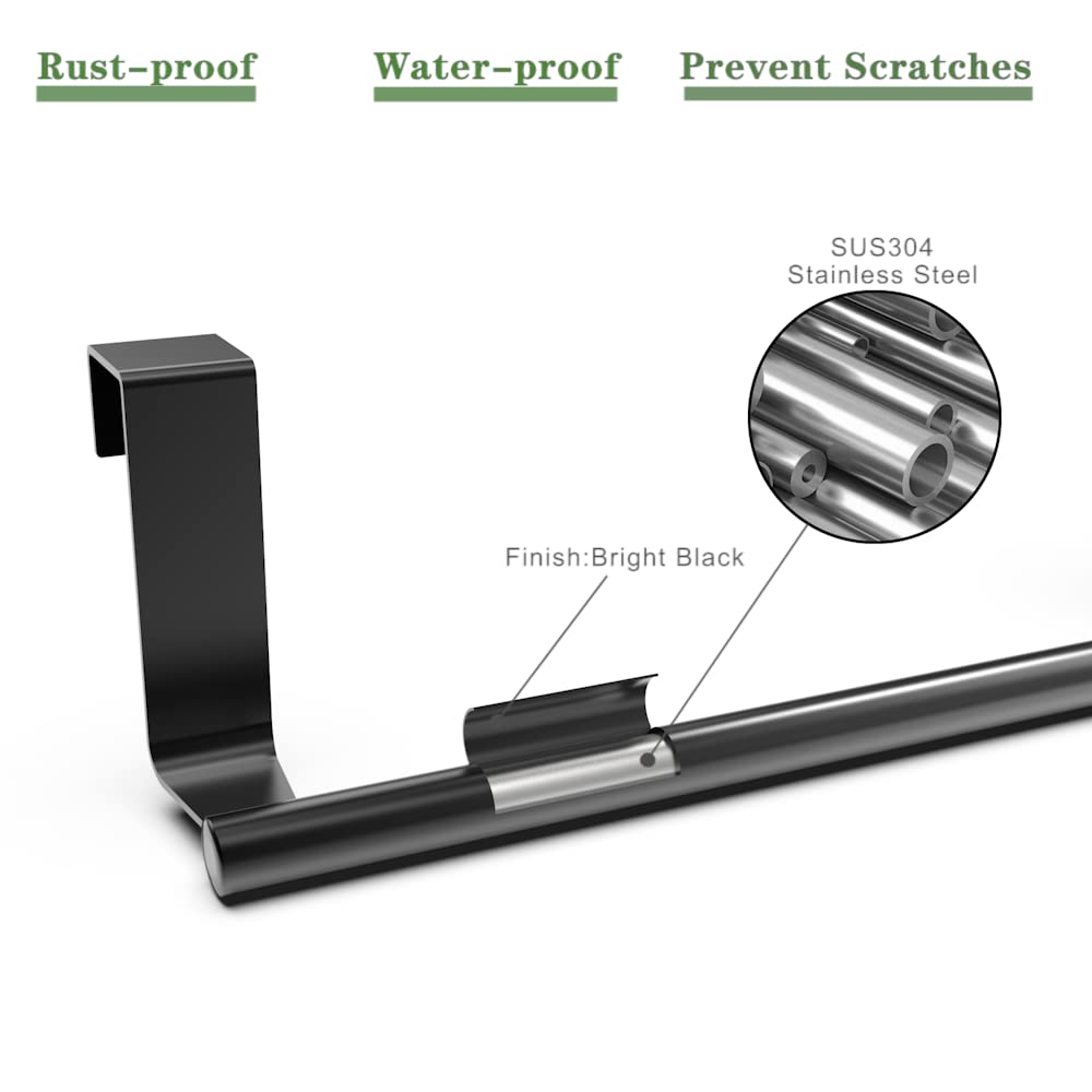 Kitchen Cabinet Towel Holder  9'' Professional Over Cabinet Towel Bar Rank  Universal Fit On Cupboard Doors  2 Pack Cool Bright Black