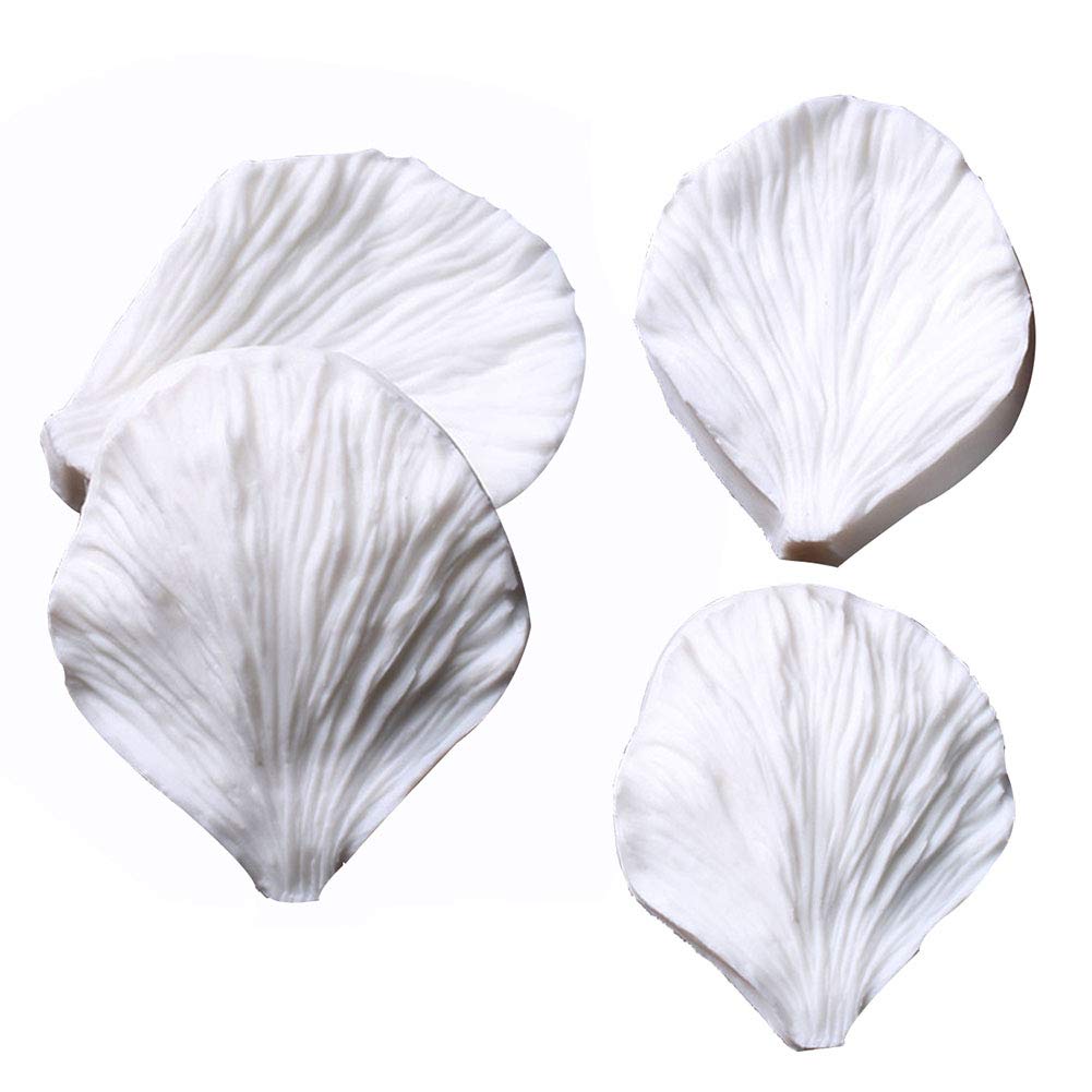 Kalaien 5Pcs Stainless Steel Peony Cutter 2Pcs Fondant Silicone Mold Gumpaste Peony Sugarcraft Flower Veining Mold Veiner Petal