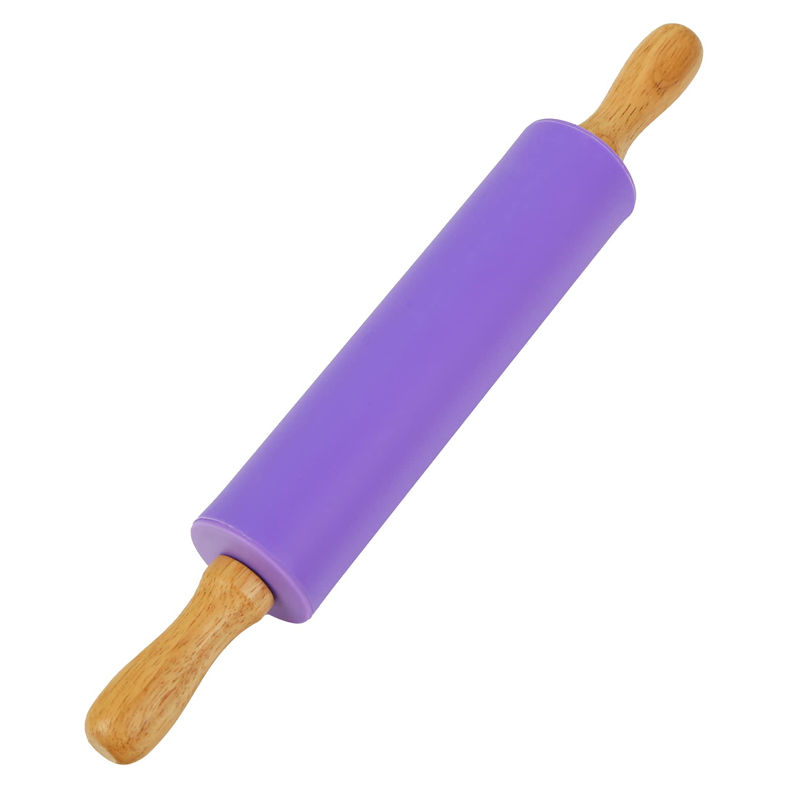 Koogel Rolling Pin for Baking, 12 Inch Non-Stick Silicone Surface, Wooden Handle Rolling Pin for Baking Pies, Pastry, Cookies, K