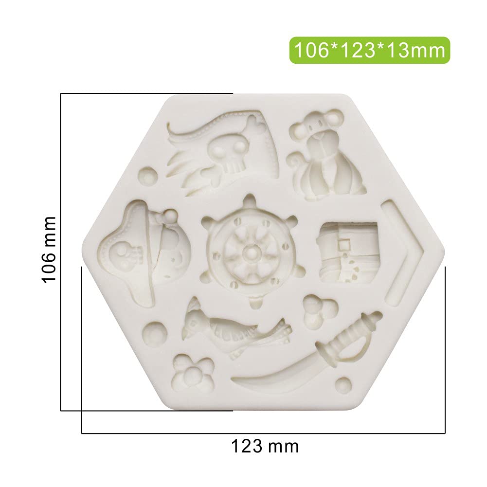 Pirate Theme Treasure Chest Pirate Flag Monkey Parrot Silicone Molds For Diy Fondant Candy Making Chocolate Mold Desserts Ice Cu