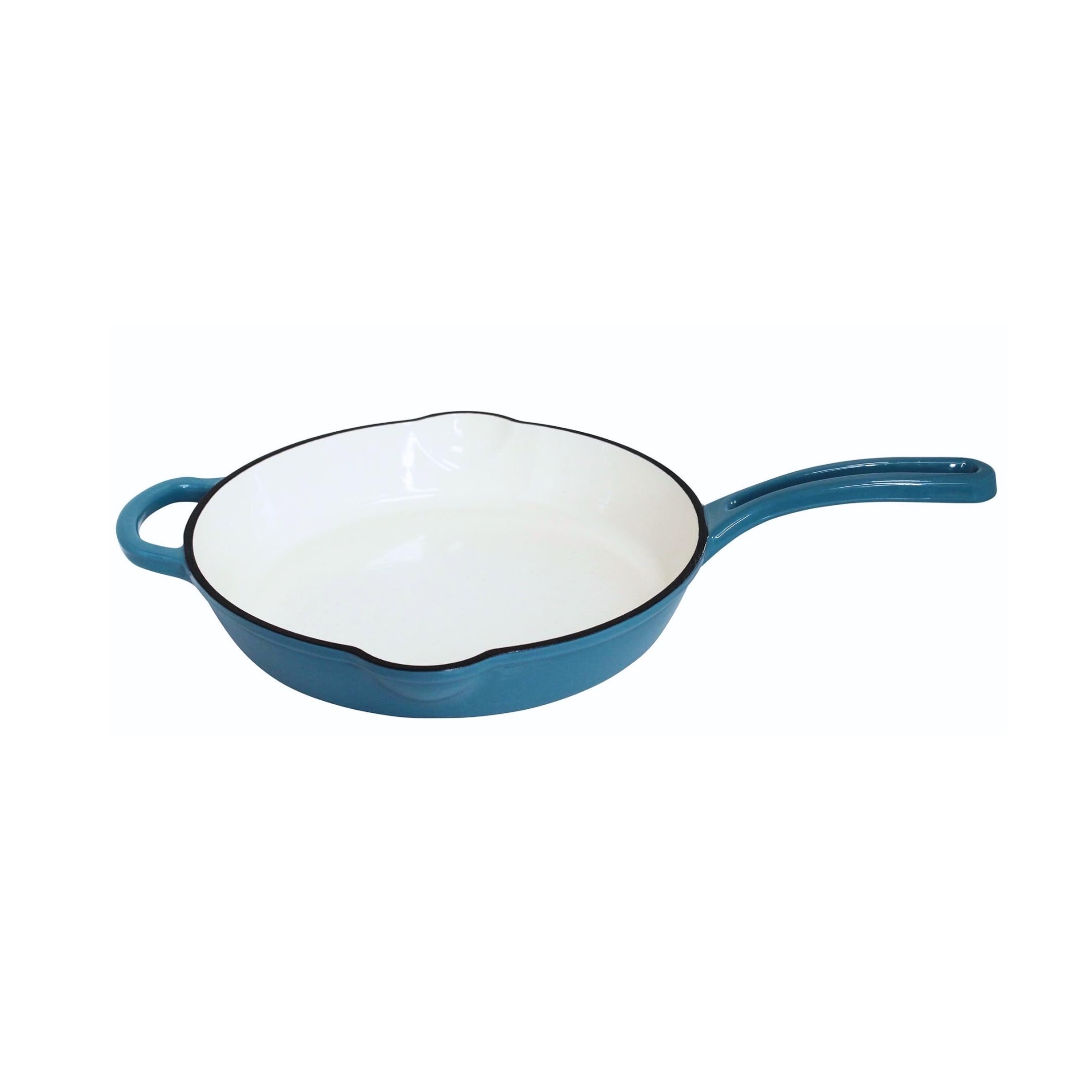 MIRRO 12in Cast Iron Enamel Skillet with Helper Handle, Teal