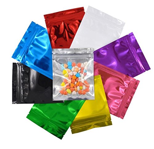 100Pcs 4In X 5In Self Sealing Mylar Foil Flat Bag Sample Zipper Pouch Food Snack Storage Coffee Bean Candy Tea Powder Seal Grip