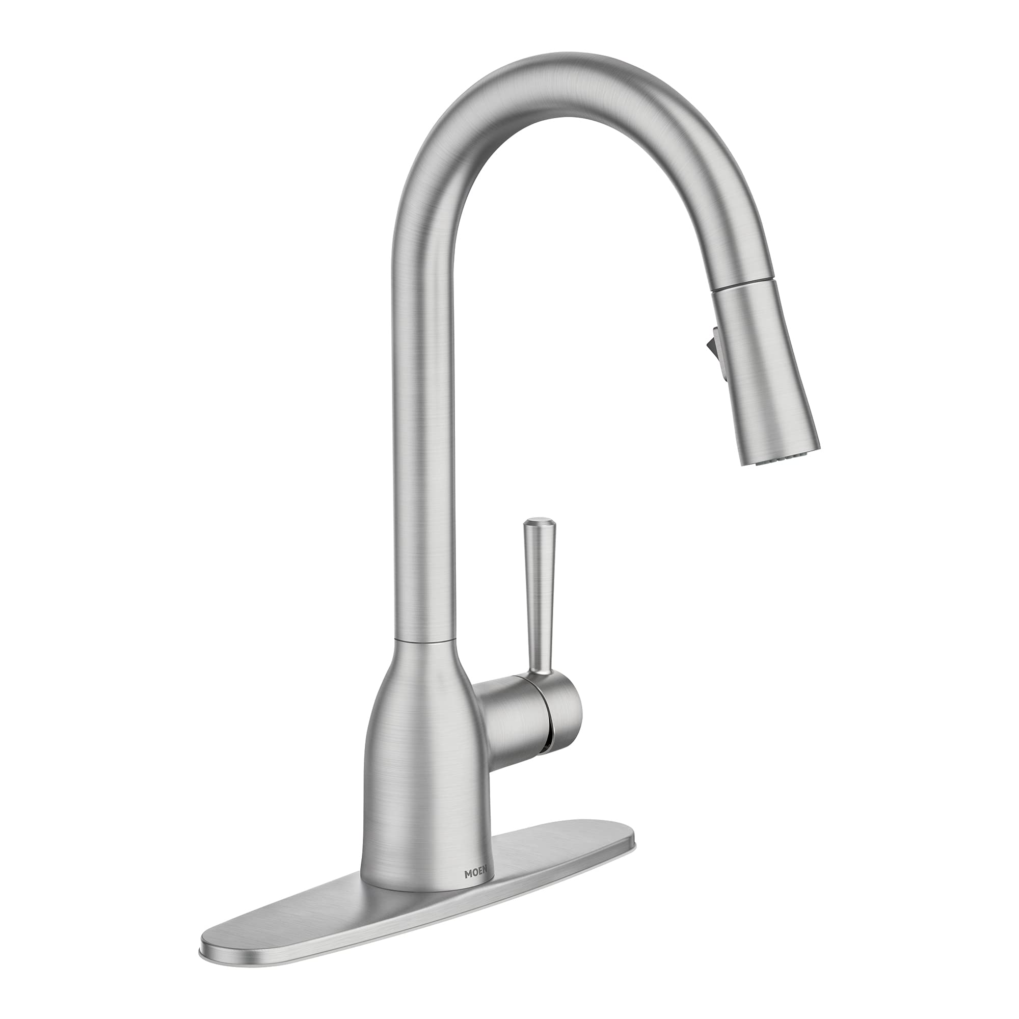 Moen 87233Srs Adler One-Handle High Arc Pulldown Kitchen Faucet With Power Clean, 24.7 L X 12.3 W X 14.6 H, Spot Resist St