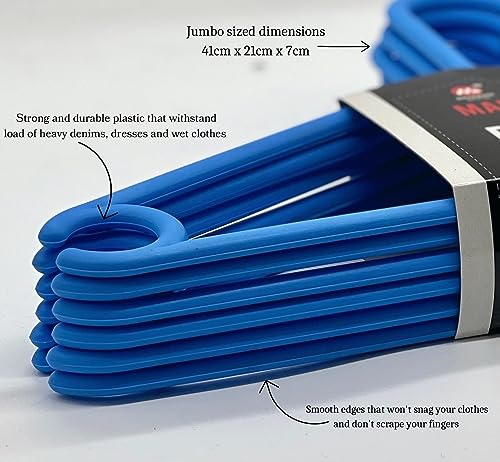 Mahaware Sturdy Polypropylene Hanger, Pack of 6, Blue l Cloth Hanger l Dress Hangers l Hanger for Clothes Hanging