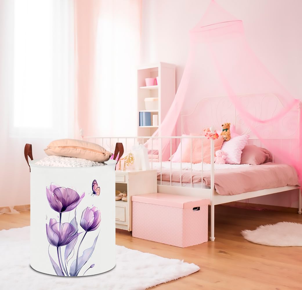 Clocor Large Laundry Basket,Waterproof Nursery Hamper,Collapsible Fabric Storage Container,Toys Bin,Room Decor,Gift Basket(Purpl