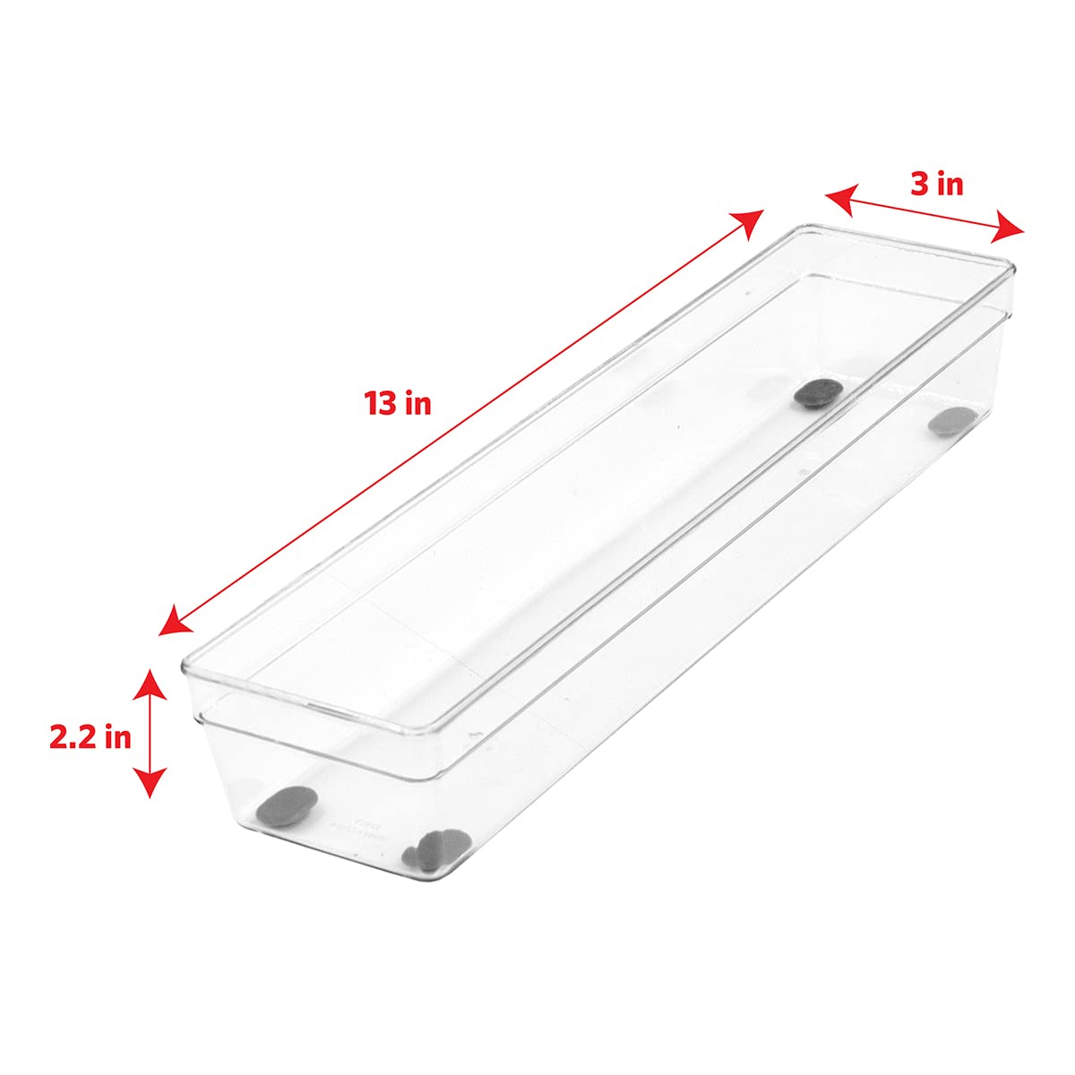 Glad Plastic Drawer Storage Tray - Heavy Duty Organizer Bin for Home, Kitchen, Bath, Bedroom, Office | Non-Slip Feet, 13'' x 3''