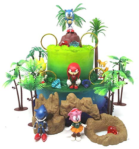 Sonic And Friends Deluxe Birthday Cake Topper Set With Figures And Accessories (Unique Design)