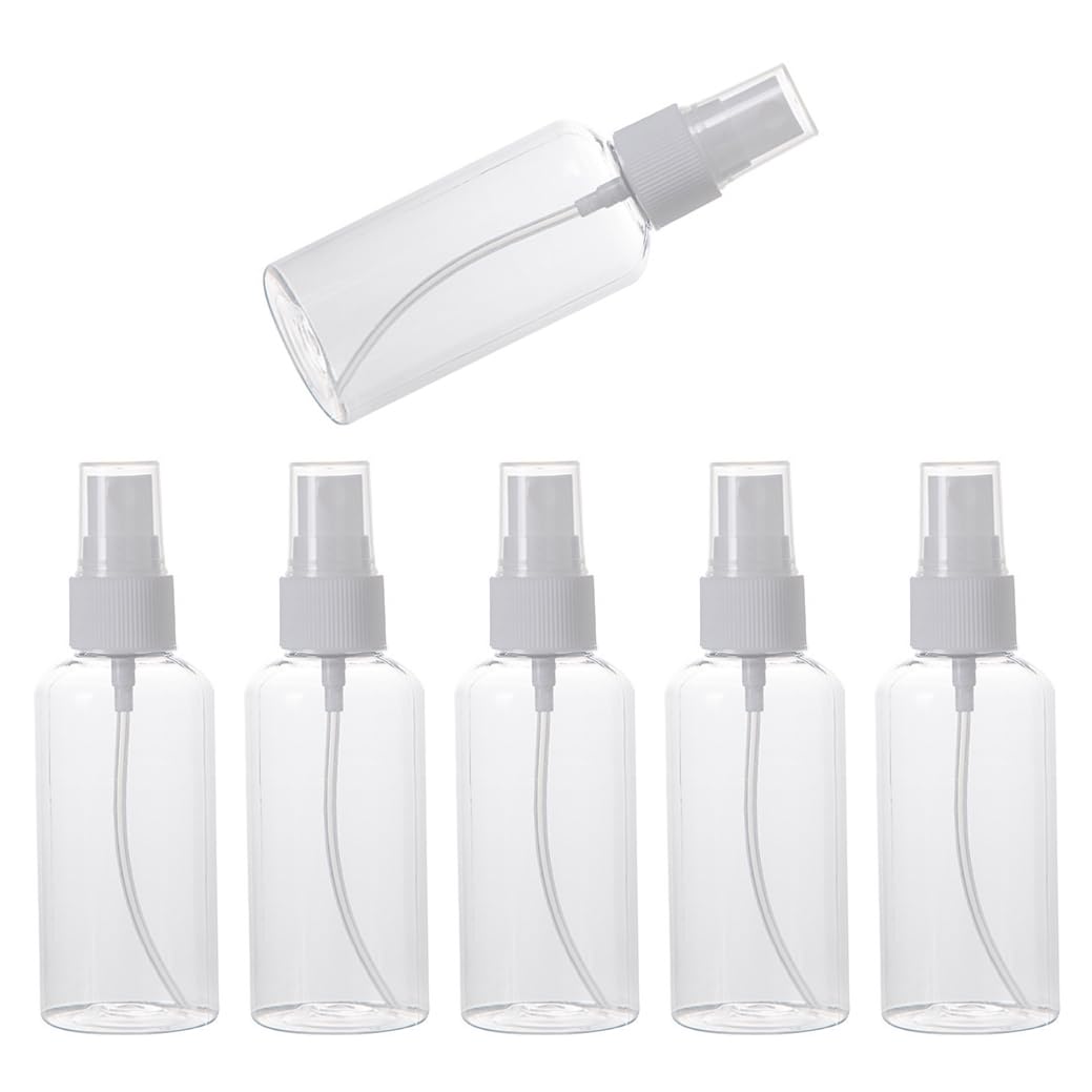 6 Pieces Clear Plastic Spray Bottles 1.69 oz / 50 ml Empty Spray Bottles Small Refillable Liquid Containers Individually Package