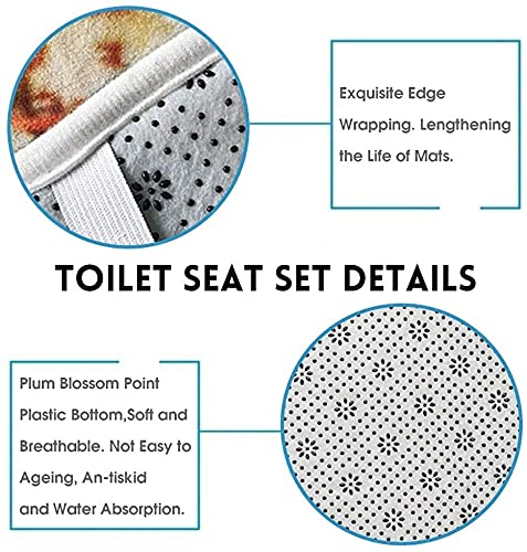 Jieprom 4Pcs Red Rose And Lion Shower Curtain Bathroom Set With Rugs, Toilet Lid Cover And Bath Mat, Red Shower Curtain With 12