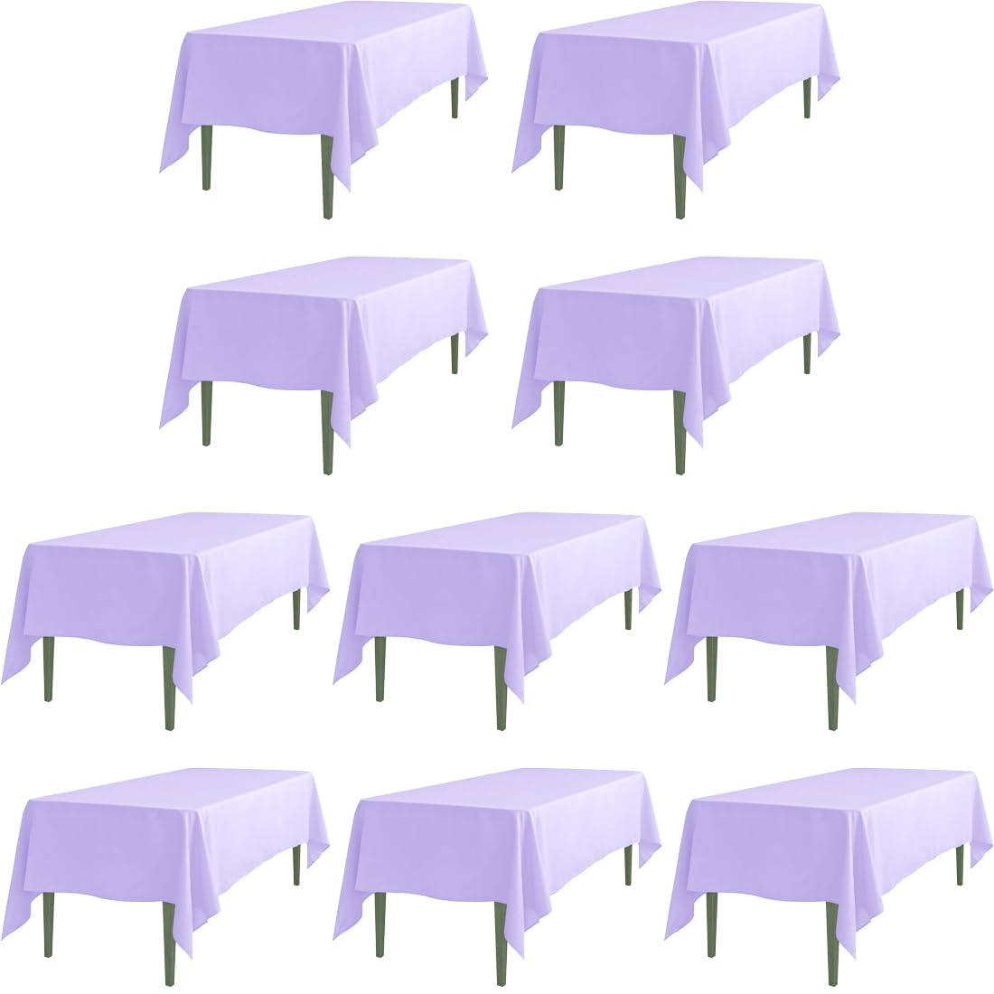 Ltc Linens 10 Pack Lavender Rectangular Tablecloths 60 X 126 Inch For 8 Feet Rectangle Banquet Tables With Half-Drop - Stain And