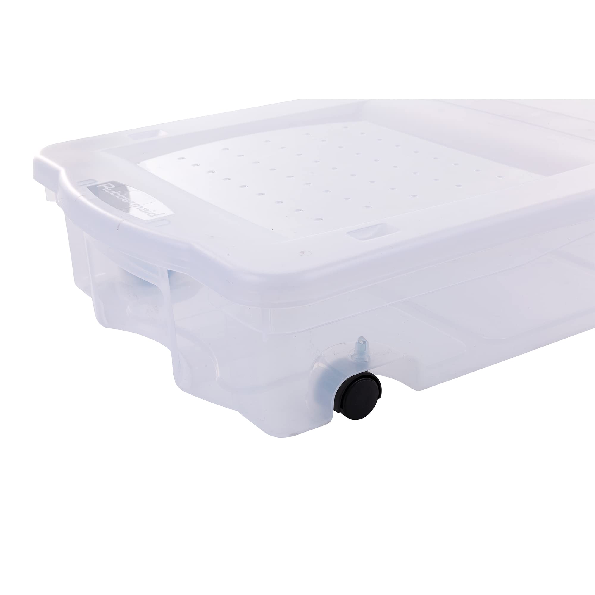Rubbermaid Under Bed Wheeled Storage Box, 68 Qt 2-Pack, Made In Usa, Plastic Containers With Dual-Hinged Lids And Sturdy Wheels,