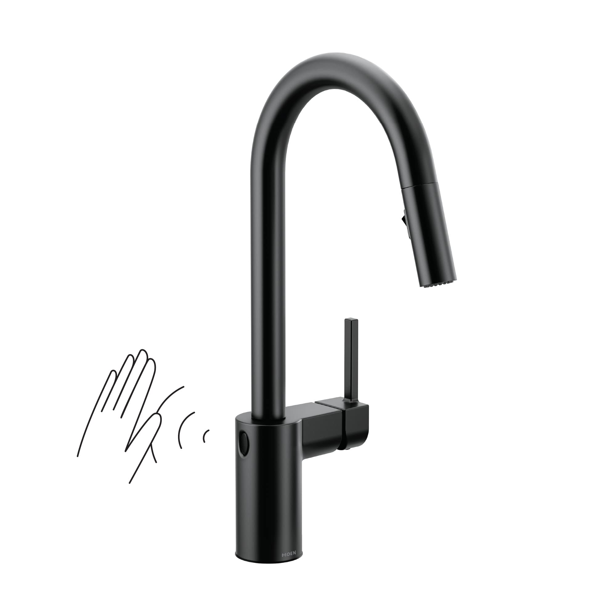 Moen 7565Ewbl Align Motionsense Wave One-Sensor Touchless One-Handle High Arc Modern Pulldown Kitchen Faucet With Reflex, Matte