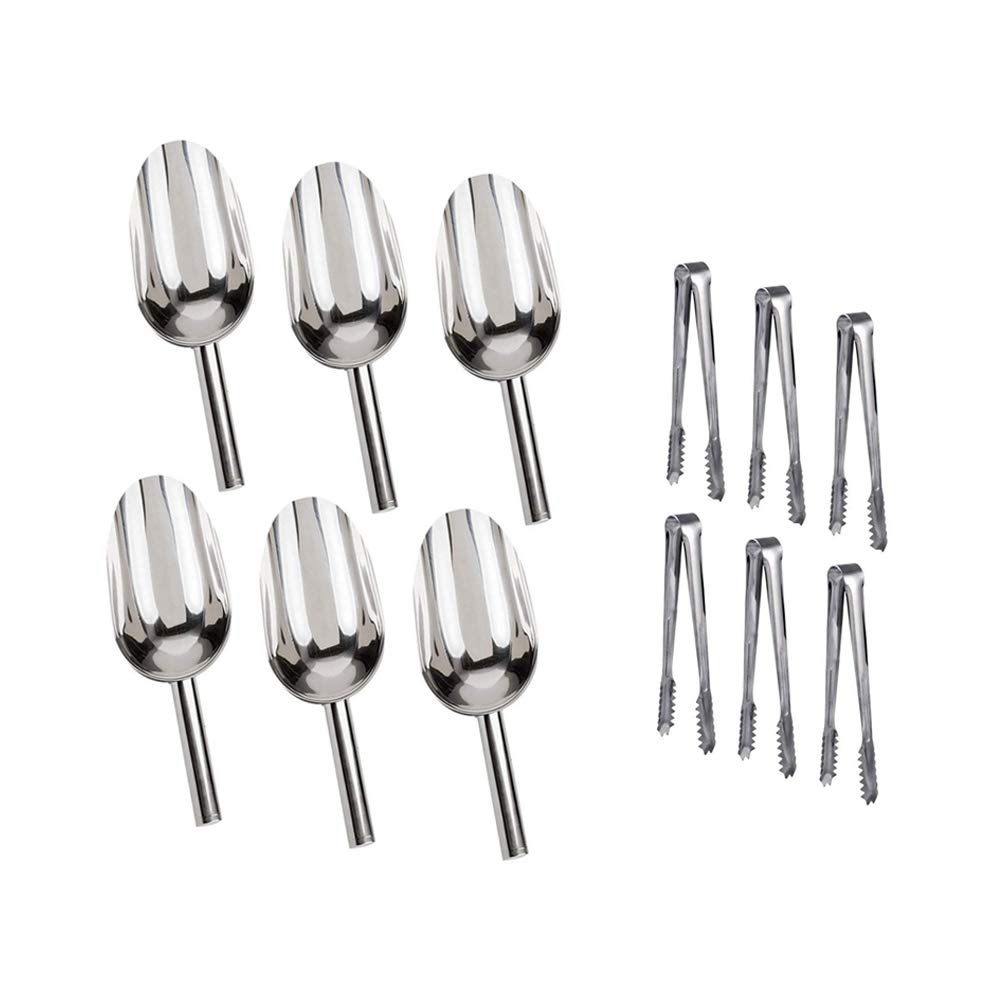 Xiboya Textile Sweet Candy Buffet Ice Tongs & Scoops (Silver-6 Set)