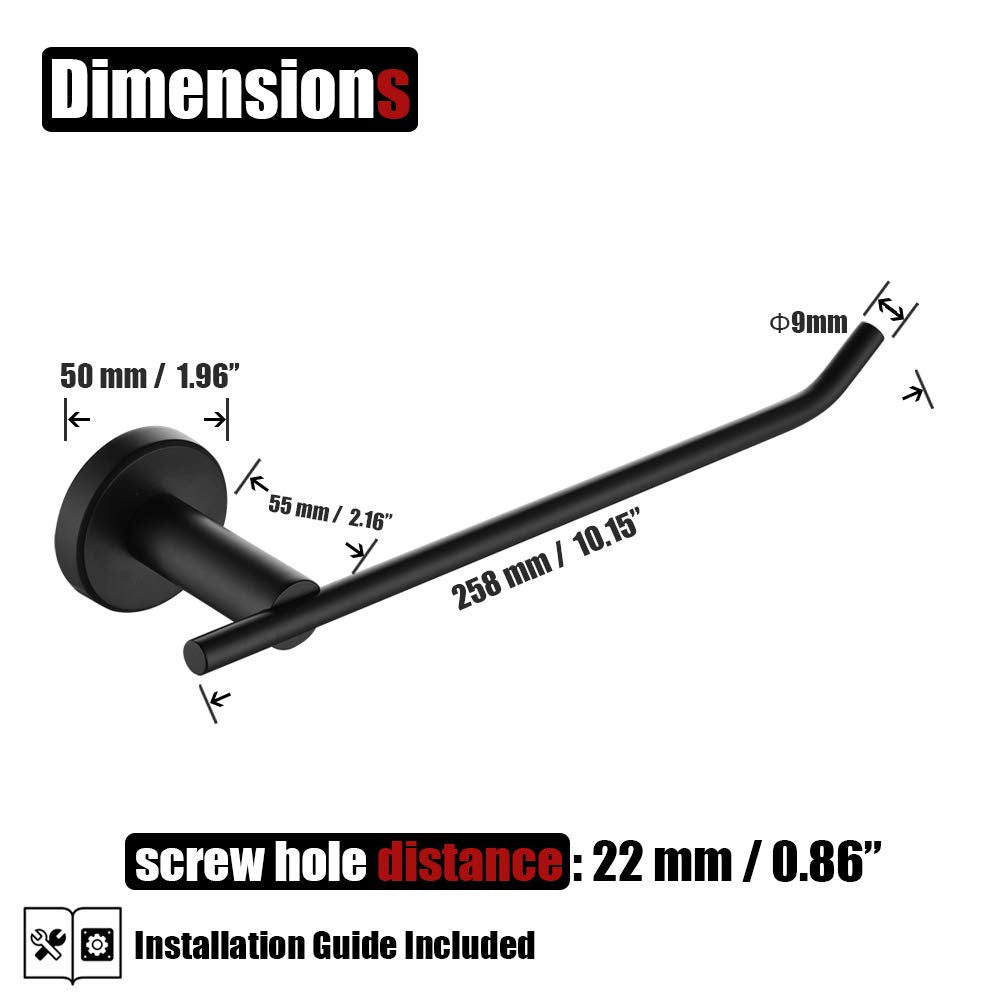 Jqk Black Hand Towel Holder, Stainless Steel Towel Bar For Bathroom, 9 Inch Necklace Holder Matte Black Wall Mount, Tr100-Pb