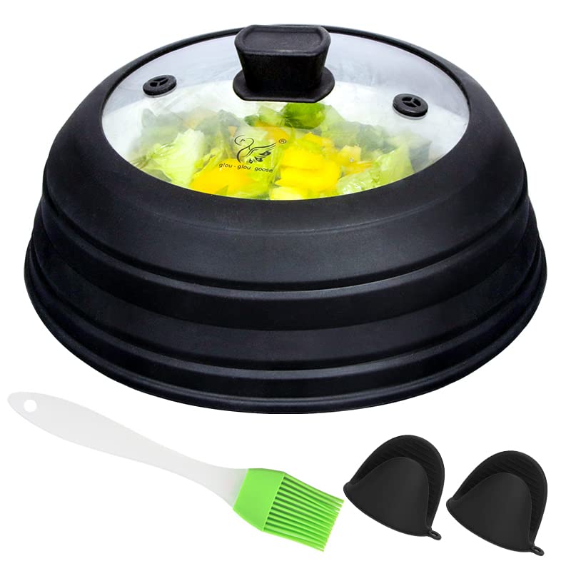 Microwave Splatter Cover Lid Microwave Cover For Food Glass Silicone With Easy Grip Handle Safe Tempered Glass & Silicone Pot Co