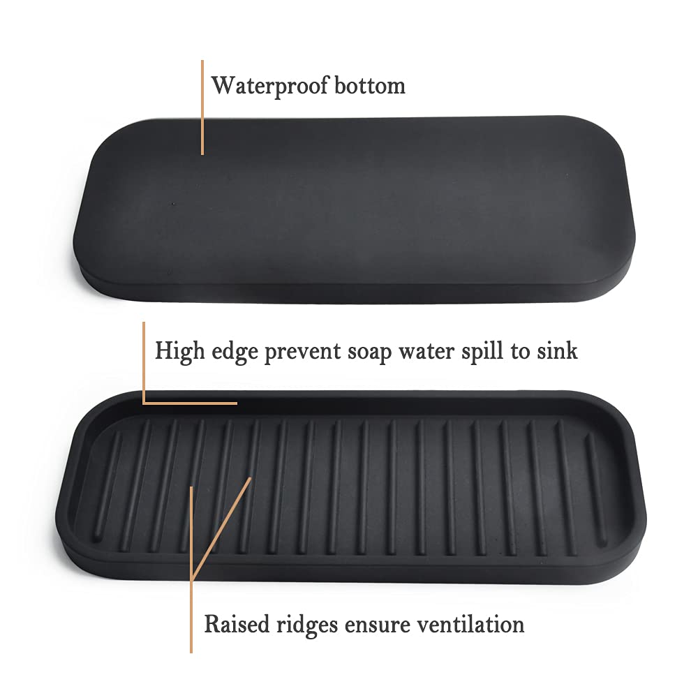 Silicone Sponge Holder Kitchen Sink Organizer Tray Dish Caddy Soap Dispenser, Scrubber Spoon Holder,Dishwashing Accessories 2 Pa