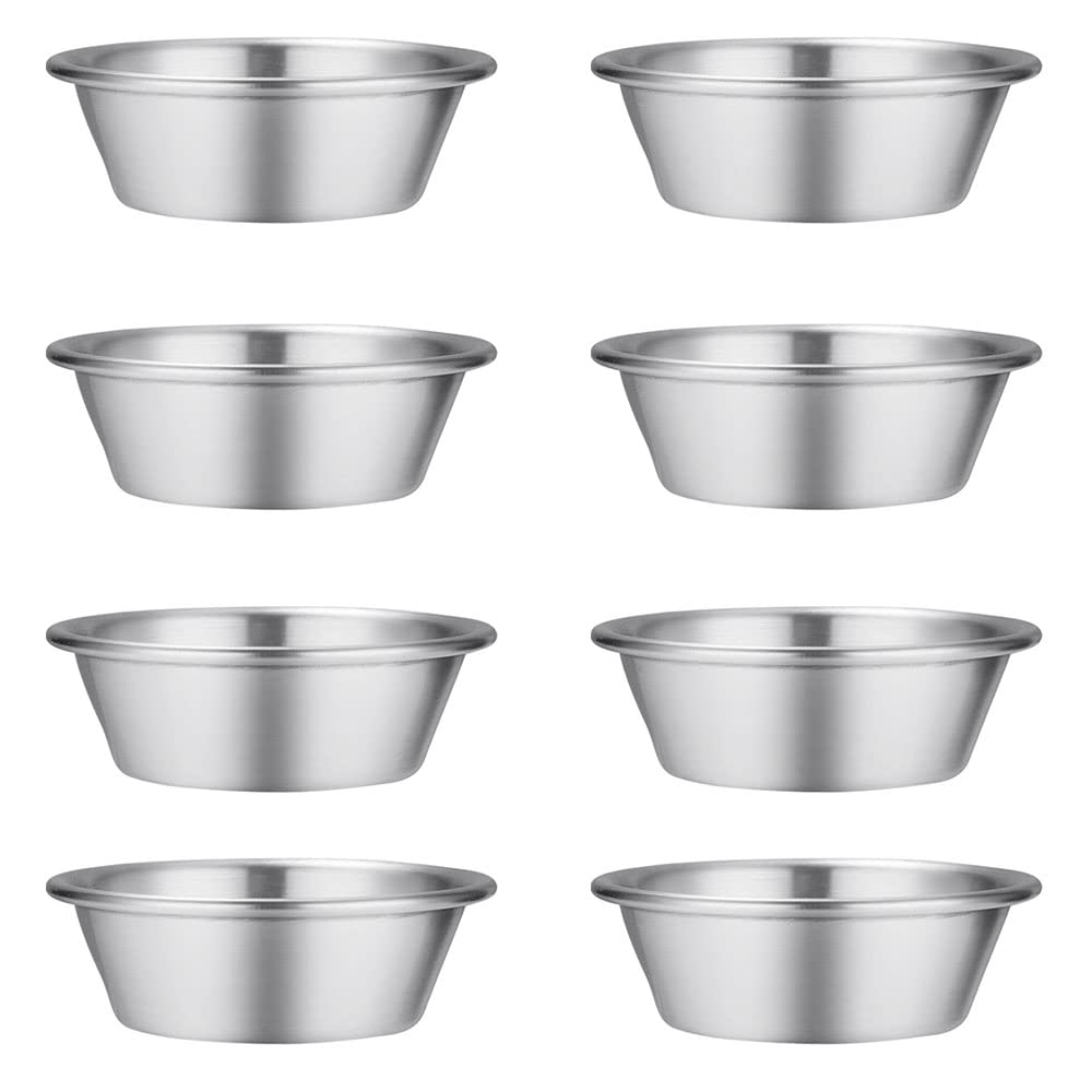 Yo-Yihhg 8Pcs Egg Tart Molds, Stainless Steel Cupcake Baking Mold Round Shape Reusable Dessert Molds For Home Kitchen (M)
