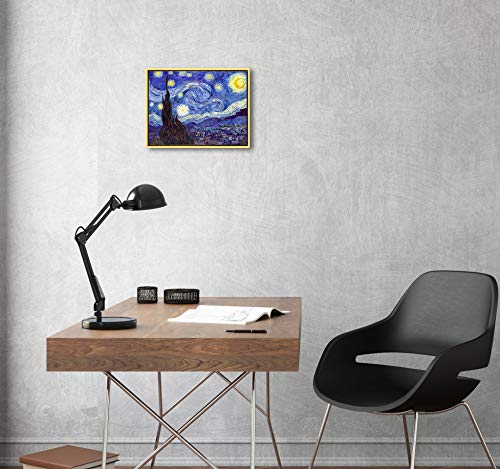 Wieco Art Framed Wall Art Giclee Canvas Prints Of Starry Night By Van Gogh Paintings Reproduction Post Impressionism Artwork Fra